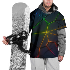Накидка на куртку 3D с принтом НЕОНОВЫЕ ПЛИТЫ | 3D ПЛИТЫ в Тюмени, 100% полиэстер |  | 3d | 3д | abstraction | neon | steel | абстракция | взрыв | неон | неоновые | плиты | разлом | соты | стекло | стеклянный
