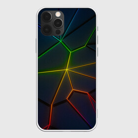 Чехол для iPhone 12 Pro Max с принтом НЕОНОВЫЕ ПЛИТЫ | 3D ПЛИТЫ в Тюмени, Силикон |  | 3d | 3д | abstraction | neon | steel | абстракция | взрыв | неон | неоновые | плиты | разлом | соты | стекло | стеклянный