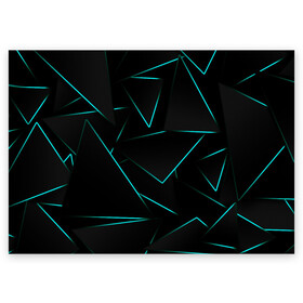 Поздравительная открытка с принтом НЕОНОВЫЕ ТРЕУГОЛЬНИКИ в Тюмени, 100% бумага | плотность бумаги 280 г/м2, матовая, на обратной стороне линовка и место для марки
 | 3d | 3д | abstraction | geometric | geometry | neon | steel | абстракция | взрыв | геометрия | неон | неоновые | плиты | разлом | соты | стекло | стеклянный | треугольник | треугольники