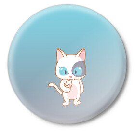 Значок с принтом кот с мороженкой в Тюмени,  металл | круглая форма, металлическая застежка в виде булавки | голубые глаза | кот | котенок | котик | кошак | мороженка | мороженко | мороженое | прямоходячий | рисунок | рожок