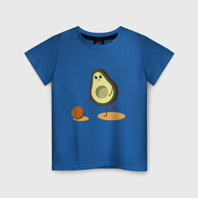 Детская футболка хлопок с принтом Авокадо и косточка в Тюмени, 100% хлопок | круглый вырез горловины, полуприлегающий силуэт, длина до линии бедер | avocado | авокадо | бежит | грустное | косточка | милое | няшное