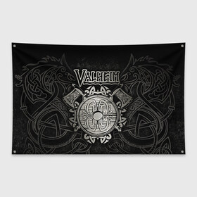Флаг-баннер с принтом Valheim в Тюмени, 100% полиэстер | размер 67 х 109 см, плотность ткани — 95 г/м2; по краям флага есть четыре люверса для крепления | valheim | viking | валхейм | викинги | игры