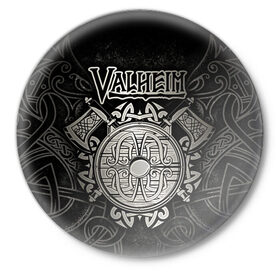 Значок с принтом Valheim в Тюмени,  металл | круглая форма, металлическая застежка в виде булавки | valheim | viking | валхейм | викинги | игры