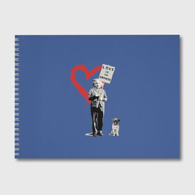 Альбом для рисования с принтом Любовь это ответ | Banksy в Тюмени, 100% бумага
 | матовая бумага, плотность 200 мг. | art | banksy | street art | арт | бэнкси | граффити | со смыслом | сосмыслом | стритарт