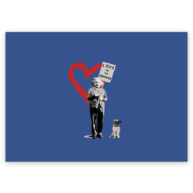 Поздравительная открытка с принтом Любовь это ответ | Banksy в Тюмени, 100% бумага | плотность бумаги 280 г/м2, матовая, на обратной стороне линовка и место для марки
 | Тематика изображения на принте: art | banksy | street art | арт | бэнкси | граффити | со смыслом | сосмыслом | стритарт