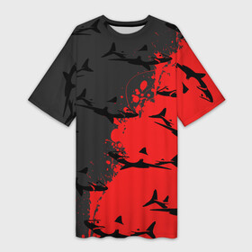 Платье-футболка 3D с принтом Акулы в Тюмени,  |  | акула | брызги | животное | краска | рыба | хищник