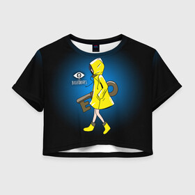 Женская футболка Crop-top 3D с принтом Little Nightmares в Тюмени, 100% полиэстер | круглая горловина, длина футболки до линии талии, рукава с отворотами | horror | little nightmares | logo game | monster | девочка | логотипы игр | монстры | ужастики | хоррор | шестая