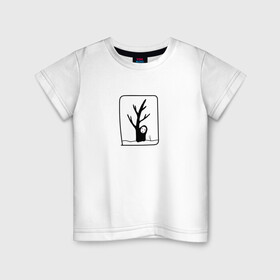 Детская футболка хлопок с принтом Безликий за деревом в Тюмени, 100% хлопок | круглый вырез горловины, полуприлегающий силуэт, длина до линии бедер | Тематика изображения на принте: anime | аниме | безликий | каонаси | мультфильм | персонаж | унесенные призраками