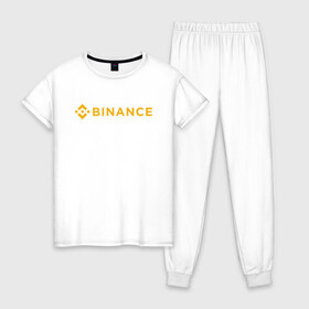 Женская пижама хлопок с принтом BINANCE БИНАНС БИРЖА в Тюмени, 100% хлопок | брюки и футболка прямого кроя, без карманов, на брюках мягкая резинка на поясе и по низу штанин | bitcoin | blockchain | btc | cardano | crypto | ethereum | polkadot | tether | xrp | бинанс | биткоин | блокчейн | валюта | деньги | криптовалюта | майнер | майнинг | цифровая валюта | цифровое золото | эфир