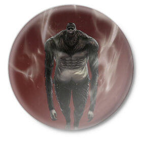 Значок с принтом Титан в Тюмени,  металл | круглая форма, металлическая застежка в виде булавки | аниме | атака титанов | монстр | персонаж | рисунок | титан