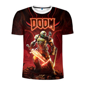 Мужская футболка 3D спортивная с принтом Doom | Думгай в Тюмени, 100% полиэстер с улучшенными характеристиками | приталенный силуэт, круглая горловина, широкие плечи, сужается к линии бедра | doom | doom slayer | doomguy | hell walker | the doom slayer | дум | думгай | палач рока