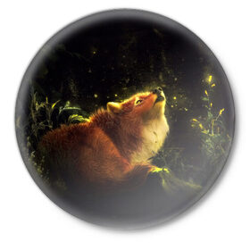 Значок с принтом Лисица в Тюмени,  металл | круглая форма, металлическая застежка в виде булавки | fox | foxy | животное | звери | лиса | лисенок | лисичка | милая | рыжая | фокс