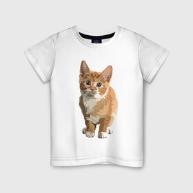 Детская футболка хлопок с принтом Котик в Тюмени, 100% хлопок | круглый вырез горловины, полуприлегающий силуэт, длина до линии бедер | Тематика изображения на принте: cat | кот | котенок | котэ | рыжий котик