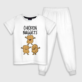 Детская пижама хлопок с принтом Веселые наггетсы в Тюмени, 100% хлопок |  брюки и футболка прямого кроя, без карманов, на брюках мягкая резинка на поясе и по низу штанин
 | chicken nuggets | еда | живая еда | наггетсы | чикен наггетс
