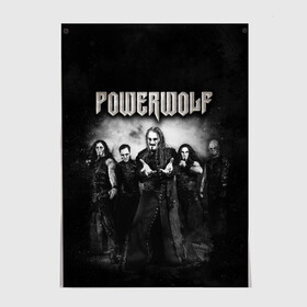 Постер с принтом Powerwolf в Тюмени, 100% бумага
 | бумага, плотность 150 мг. Матовая, но за счет высокого коэффициента гладкости имеет небольшой блеск и дает на свету блики, но в отличии от глянцевой бумаги не покрыта лаком | heavy metal | metal | powerwolf | группы | метал | музыка | пауэр метал | рок | хеви метал