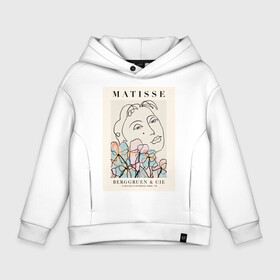 Детское худи Oversize хлопок с принтом MATISSE в Тюмени, френч-терри — 70% хлопок, 30% полиэстер. Мягкий теплый начес внутри —100% хлопок | боковые карманы, эластичные манжеты и нижняя кромка, капюшон на магнитной кнопке | 8 марта | весна | девушке | женский | картина | мама | матисс | подарок | топ | тренд | феминизм | художник | цветы