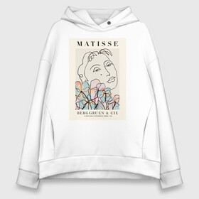 Женское худи Oversize хлопок с принтом MATISSE в Тюмени, френч-терри — 70% хлопок, 30% полиэстер. Мягкий теплый начес внутри —100% хлопок | боковые карманы, эластичные манжеты и нижняя кромка, капюшон на магнитной кнопке | 8 марта | весна | девушке | женский | картина | мама | матисс | подарок | топ | тренд | феминизм | художник | цветы