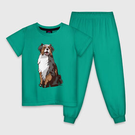 Детская пижама хлопок с принтом Австралийская овчарка арт в Тюмени, 100% хлопок |  брюки и футболка прямого кроя, без карманов, на брюках мягкая резинка на поясе и по низу штанин
 | america | art | aussie | australia | australian | collie | dog | dogs | drawing | fci | illustration | print | shepherd | usa | австралия | америка | аусси | заводчик | иллюстрация | колли | окрас | пастух | пастушья | песик | порода | рисуно