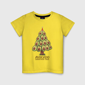Детская футболка хлопок с принтом Avocado Christmas Tree в Тюмени, 100% хлопок | круглый вырез горловины, полуприлегающий силуэт, длина до линии бедер | claus | cute | nature | new year | santa | tree | авокадо | адвокадо | дед мороз | дед отмороз | ёлка | ель | из авокадо | колпак | косточка | милота | милые авокадо | новый год | прикол | природа | рождественское дерево