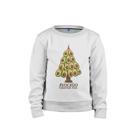 Детский свитшот хлопок с принтом Avocado Christmas Tree в Тюмени, 100% хлопок | круглый вырез горловины, эластичные манжеты, пояс и воротник | claus | cute | nature | new year | santa | tree | авокадо | адвокадо | дед мороз | дед отмороз | ёлка | ель | из авокадо | колпак | косточка | милота | милые авокадо | новый год | прикол | природа | рождественское дерево