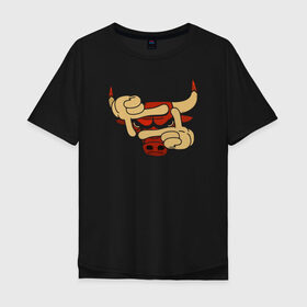 Мужская футболка хлопок Oversize с принтом Чикаго Буллз в Тюмени, 100% хлопок | свободный крой, круглый ворот, “спинка” длиннее передней части | chicago bulls | nba | баскетбол | быки | нба | чикаго буллз