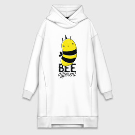 Платье-худи хлопок с принтом Be Different   Прикол с пчелой в Тюмени,  |  | art | bee | cute | hornet | lettering | pun | retro | vintage | wasp | арт | будь другим | будь разным | винтаж | все разные | выделяйся | игра слов | иллюстрация | каламбур | леттеринг | насекомое | оса | отличайся | пчела | пчелка