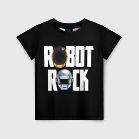 Детская футболка 3D с принтом Robot Rock в Тюмени, 100% гипоаллергенный полиэфир | прямой крой, круглый вырез горловины, длина до линии бедер, чуть спущенное плечо, ткань немного тянется | cyberpunk | daft | daftpunk | electronic | get | guy | guy manuel | human | lucky | music | punk | robot | rock | thomas | дафт | дафтпанк | киберпанк | музыка | ню диско | панк | робот | рок | техно | томас | электро | электроник рок