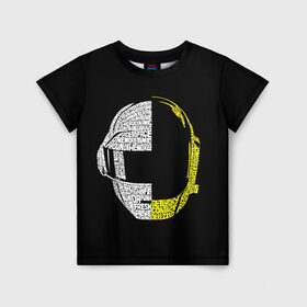Детская футболка 3D с принтом Daft Punk в Тюмени, 100% гипоаллергенный полиэфир | прямой крой, круглый вырез горловины, длина до линии бедер, чуть спущенное плечо, ткань немного тянется | cyberpunk | daft | daftpunk | electronic | get | guy | guy manuel | human | lucky | music | punk | robot | rock | thomas | дафт | дафтпанк | киберпанк | музыка | ню диско | панк | робот | рок | техно | томас | электро | электроник рок