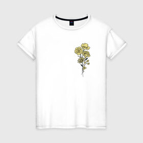 Женская футболка хлопок с принтом Flo в Тюмени, 100% хлопок | прямой крой, круглый вырез горловины, длина до линии бедер, слегка спущенное плечо | flo | flowers | растения | флористика | цветение | цветы
