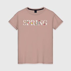 Женская футболка хлопок с принтом Весна в Тюмени, 100% хлопок | прямой крой, круглый вырез горловины, длина до линии бедер, слегка спущенное плечо | 8 марта | весна | девушке | женский | мама | подарок | топ | тренд | феминизм | цветы