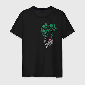 Мужская футболка хлопок с принтом Flo в Тюмени, 100% хлопок | прямой крой, круглый вырез горловины, длина до линии бедер, слегка спущенное плечо. | Тематика изображения на принте: flo | flowers | растения | флористика | цветение | цветы