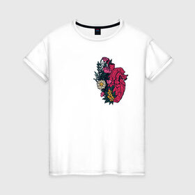 Женская футболка хлопок с принтом Heart в Тюмени, 100% хлопок | прямой крой, круглый вырез горловины, длина до линии бедер, слегка спущенное плечо | flo | flowers | растения | флористика | цветение | цветы