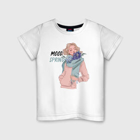 Детская футболка хлопок с принтом Весеннее настроение в Тюмени, 100% хлопок | круглый вырез горловины, полуприлегающий силуэт, длина до линии бедер | 8 марта | весна | девушке | женский | мама | подарок | топ | тренд | феминизм | цветы