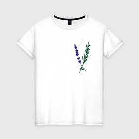 Женская футболка хлопок с принтом Лаванда в Тюмени, 100% хлопок | прямой крой, круглый вырез горловины, длина до линии бедер, слегка спущенное плечо | flo | flowers | растения | флористика | цветение | цветы