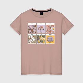 Женская футболка хлопок с принтом цветы в Тюмени, 100% хлопок | прямой крой, круглый вырез горловины, длина до линии бедер, слегка спущенное плечо | 8 марта | весна | девушке | женский | мама | подарок | топ | тренд | феминизм | цветы