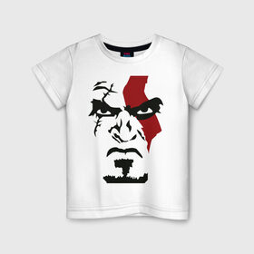 Детская футболка хлопок с принтом Кратос - Бог войны - Kratos в Тюмени, 100% хлопок | круглый вырез горловины, полуприлегающий силуэт, длина до линии бедер | game | god of war | kratos | бог войны | злость | игра | контуры | кратос | лицо