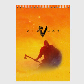 Скетчбук с принтом Викинги | Vikings (Z) в Тюмени, 100% бумага
 | 48 листов, плотность листов — 100 г/м2, плотность картонной обложки — 250 г/м2. Листы скреплены сверху удобной пружинной спиралью | normanni | viking | vikingar | vikingene | vikinger | vikings | вальгала | вальгалла | вальхала | вальхалла | варяги | викинг | викинги | конанг | конунг | лагерта | лодброк | норман | рагнар | рагнар лодброк | рагнарек | ролло