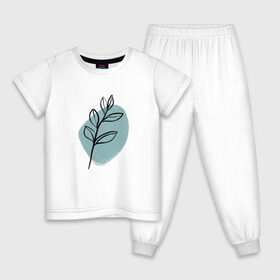 Детская пижама хлопок с принтом Ботаническая абстракция в Тюмени, 100% хлопок |  брюки и футболка прямого кроя, без карманов, на брюках мягкая резинка на поясе и по низу штанин
 | абстракция | минимализм | растение | растения | современное искусство