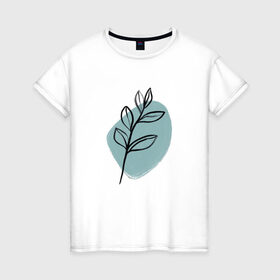 Женская футболка хлопок с принтом Ботаническая абстракция в Тюмени, 100% хлопок | прямой крой, круглый вырез горловины, длина до линии бедер, слегка спущенное плечо | абстракция | минимализм | растение | растения | современное искусство