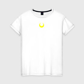 Женская футболка хлопок с принтом Sailor Moon в Тюмени, 100% хлопок | прямой крой, круглый вырез горловины, длина до линии бедер, слегка спущенное плечо | sailor moon | кошка | луна | полумесяц | сейлор мун | сейлормун