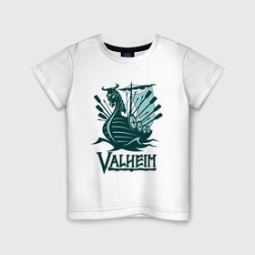 Детская футболка хлопок с принтом Valheim в Тюмени, 100% хлопок | круглый вырез горловины, полуприлегающий силуэт, длина до линии бедер | fantasy | mmo | valheim | valve | валхейм | вальхейм | викинги | выживалка | игра | королевская битва | ммо | ролевая игра | фэнтази