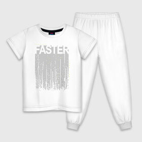 Детская пижама хлопок с принтом FASTER в Тюмени, 100% хлопок |  брюки и футболка прямого кроя, без карманов, на брюках мягкая резинка на поясе и по низу штанин
 | fast | faster | бегун | быстрый | надпись | спорт | спортсмен | текст | текстовый