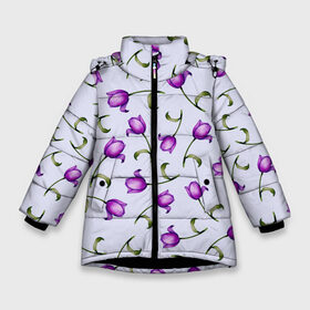 Зимняя куртка для девочек 3D с принтом Акварельные тюльпаны в Тюмени, ткань верха — 100% полиэстер; подклад — 100% полиэстер, утеплитель — 100% полиэстер. | длина ниже бедра, удлиненная спинка, воротник стойка и отстегивающийся капюшон. Есть боковые карманы с листочкой на кнопках, утяжки по низу изделия и внутренний карман на молнии. 

Предусмотрены светоотражающий принт на спинке, радужный светоотражающий элемент на пуллере молнии и на резинке для утяжки. | fashion | flowers | акварель | бабушка | букет | бутоны | весна | девушкам | дочь | жена | краски | лавандовый | лепестки | лето | листья | мама | нарисованные цветы | поляна | природа | рисунок | сюрприз