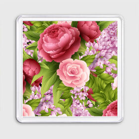 Магнит 55*55 с принтом ЦВЕТЫ / FLOWERS / 8 МАРТА в Тюмени, Пластик | Размер: 65*65 мм; Размер печати: 55*55 мм | Тематика изображения на принте: chery | flowers | japan | roses | sakura | вишня | растения | розы | ромашка | сакура | тюльпаны | цветы | цветы сакуры | япония