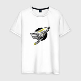 Мужская футболка хлопок с принтом Барбершоп в Тюмени, 100% хлопок | прямой крой, круглый вырез горловины, длина до линии бедер, слегка спущенное плечо. | акула | барбершоп | зубастик | машинка для стрижки волос | ракета | рисунок