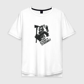 Мужская футболка хлопок Oversize с принтом Im (not) friendly в Тюмени, 100% хлопок | свободный крой, круглый ворот, “спинка” длиннее передней части | Тематика изображения на принте: dayz | дей з | дейзи | зомби | игра | солдат