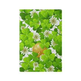 Обложка для паспорта матовая кожа с принтом Ирландский Клевер и Монетка в Тюмени, натуральная матовая кожа | размер 19,3 х 13,7 см; прозрачные пластиковые крепления | день ирландии | зеленая | зеленый | ирландец | ирландская | ирландский | клевер | монета | патрик | с патриком