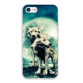Чехол для iPhone 5/5S матовый с принтом Волки, пара в Тюмени, Силикон | Область печати: задняя сторона чехла, без боковых панелей | two | wolw | волк | волки | двое | пара