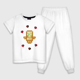 Детская пижама хлопок с принтом Тотем бессмертия в Тюмени, 100% хлопок |  брюки и футболка прямого кроя, без карманов, на брюках мягкая резинка на поясе и по низу штанин
 | minecraft | игры | майнкрафт | стиль майнкрафта