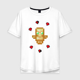 Мужская футболка хлопок Oversize с принтом Тотем бессмертия в Тюмени, 100% хлопок | свободный крой, круглый ворот, “спинка” длиннее передней части | minecraft | игры | майнкрафт | стиль майнкрафта